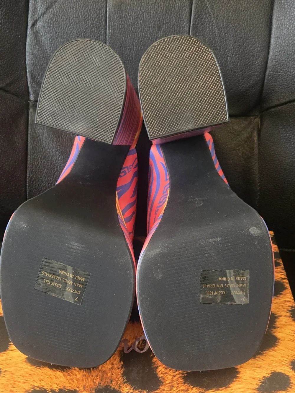 Bold Multicolor Zebra Print Platform Mules - Picture 5 of 6